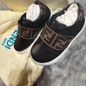 Fendi Kids Black and Brown Shoes